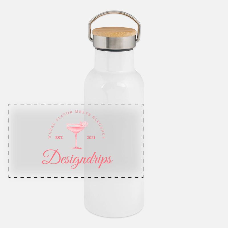 Imprimé rose – Saveur rencontre élégance Gourde isotherme avec bouchon en bambou