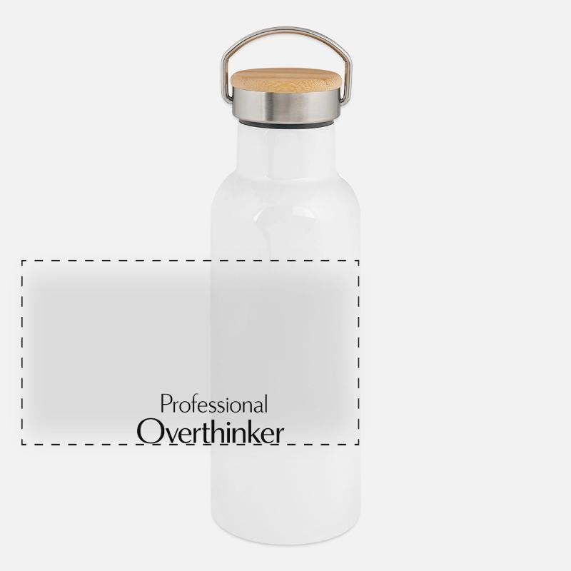 professional Overthinker Spruch Panorama Thermosflasche mit Bambusdeckel