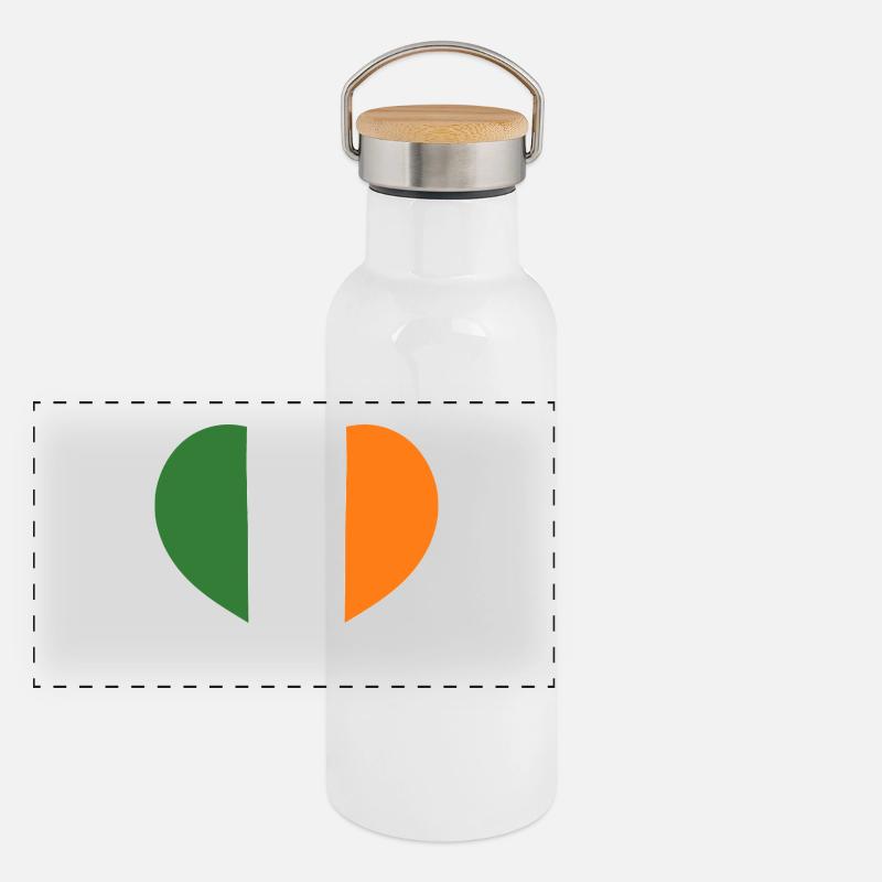 Herz-Emblem der irischen Flagge Panorama Thermosflasche mit Bambusdeckel