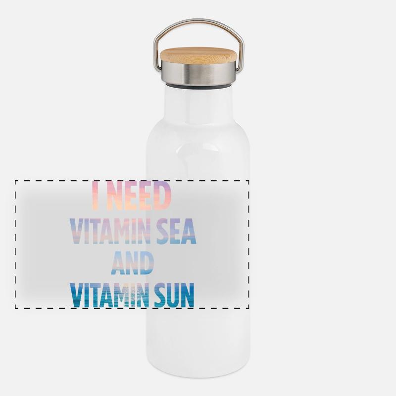 Vitamine Mer et Vitamine Soleil Gourde isotherme avec bouchon en bambou