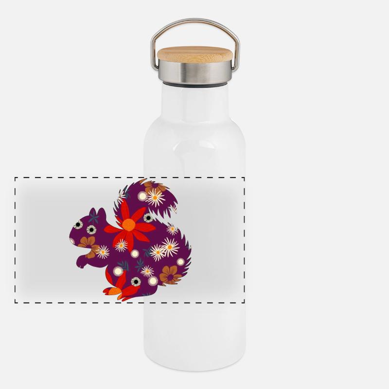 süße kleintiere, Blumenmuster Panorama Thermosflasche mit Bambusdeckel