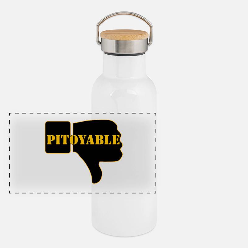 PITOYABLE - Gourde isotherme avec bouchon en bambou - blanc