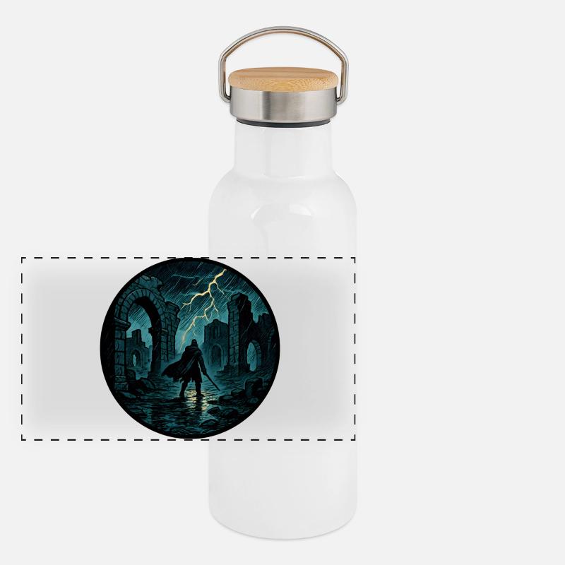 Sturmruinen Krieger Panorama Thermosflasche mit Bambusdeckel