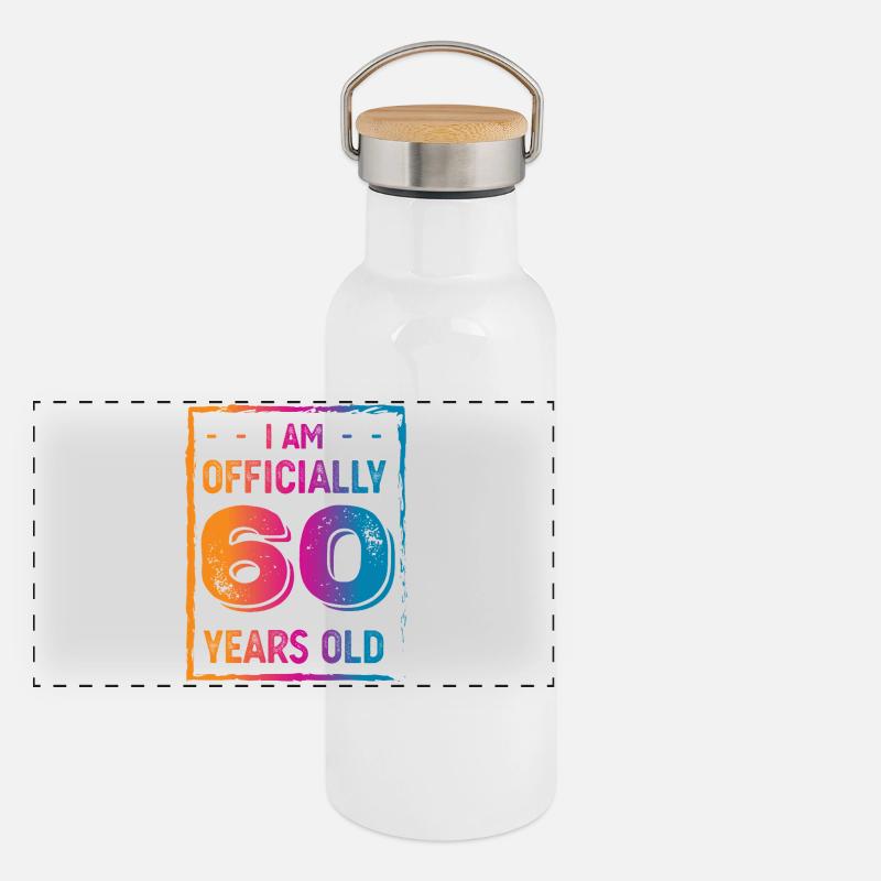 60th Birthday Panoramic Thermal Bottle with Bamboo Lid