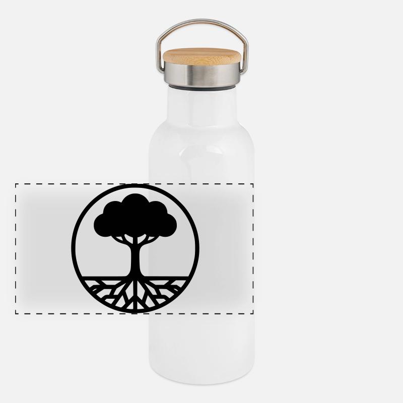 Baum des Lebens Silhouette Panorama Thermosflasche mit Bambusdeckel