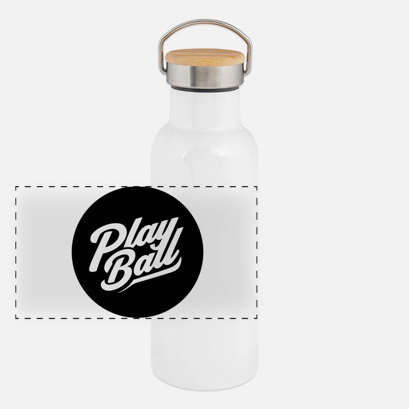 Play Ball Vintage Script Panoramic Thermal Bottle with Bamboo Lid