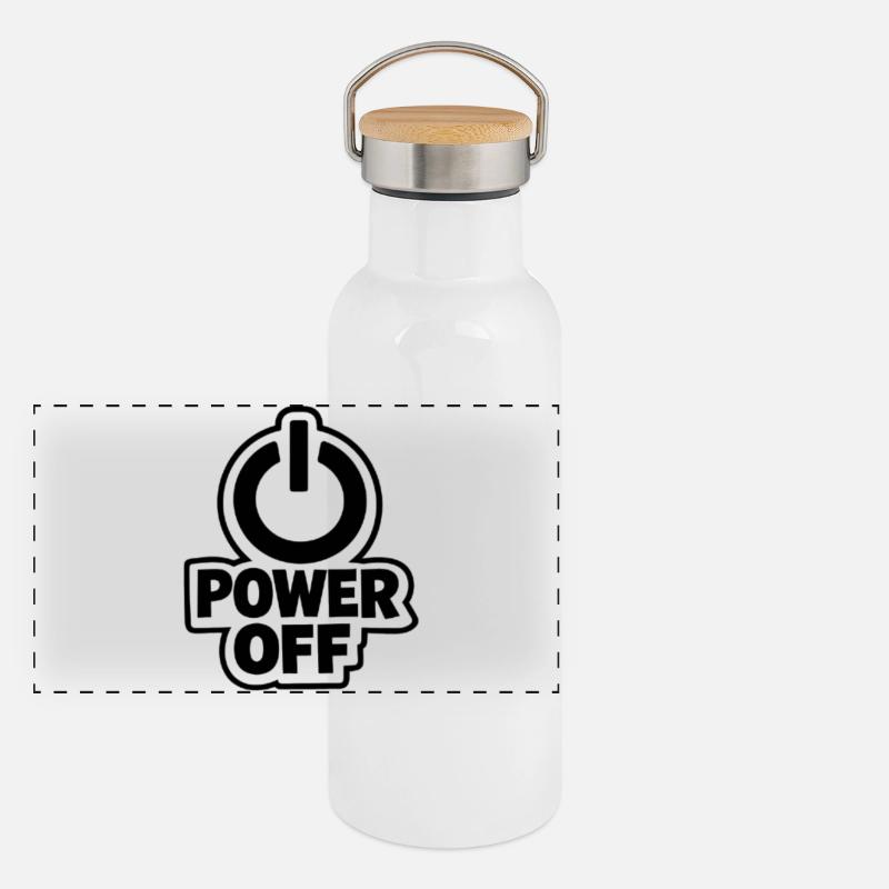 Power Off Icon Tee Panoramic Thermal Bottle with Bamboo Lid