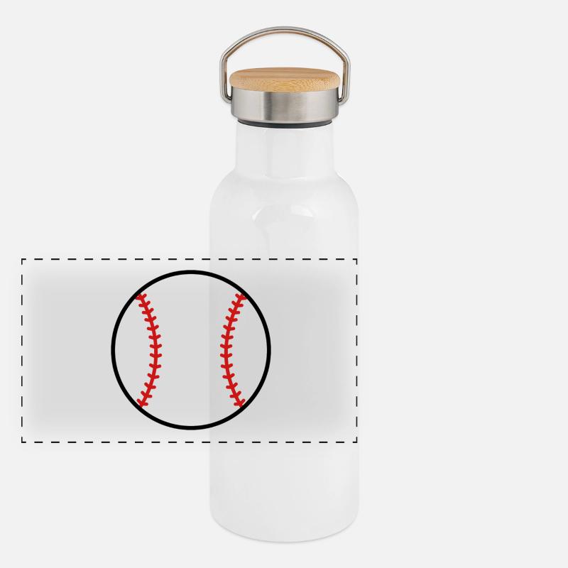 Baseball Gourde isotherme avec bouchon en bambou
