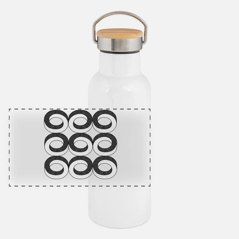 Optische Illusion Kreise Textur Panorama Thermosflasche mit Bambusdeckel