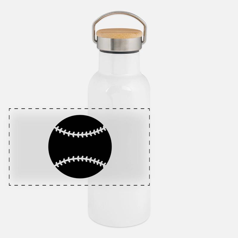 Baseball Panorama Thermosflasche mit Bambusdeckel