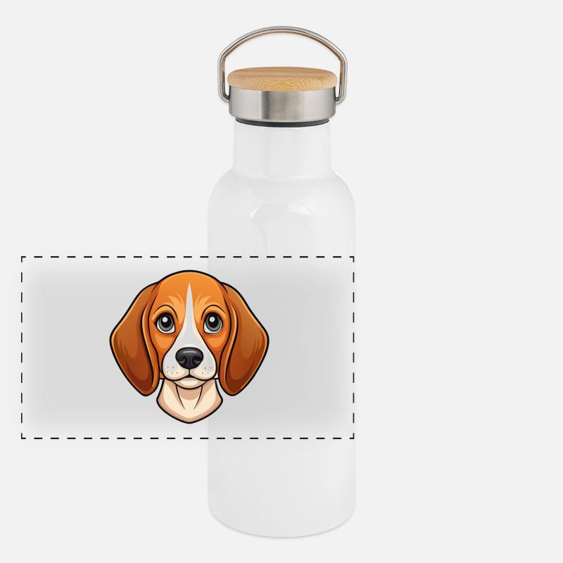 Visage de beagle Gourde isotherme avec bouchon en bambou