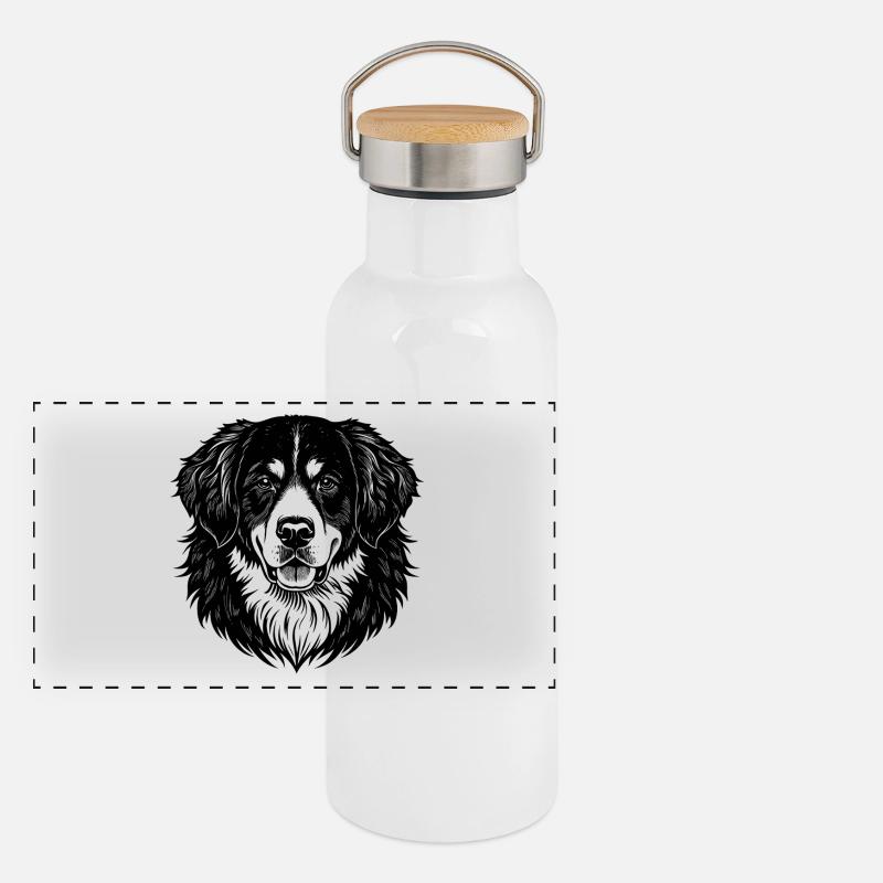 Berner Bergkopf Panorama Thermosflasche mit Bambusdeckel