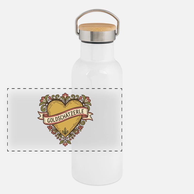 Goldschätzerle - badisches Sprichwort Dialekt Panorama Thermosflasche mit Bambusdeckel