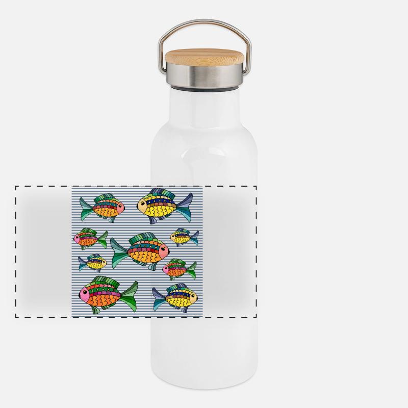 Fisch Panorama Thermosflasche mit Bambusdeckel