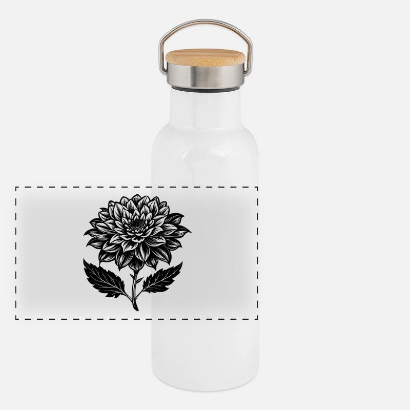 Fleur en floraison Gourde isotherme avec bouchon en bambou