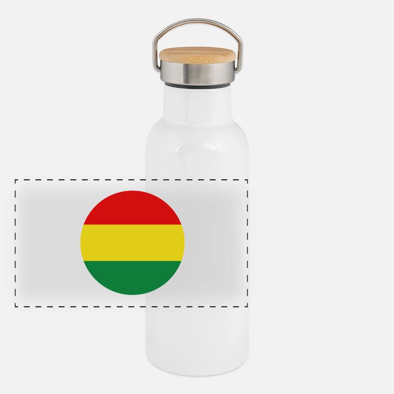 Bolivia round flag Panoramic Thermal Bottle with Bamboo Lid