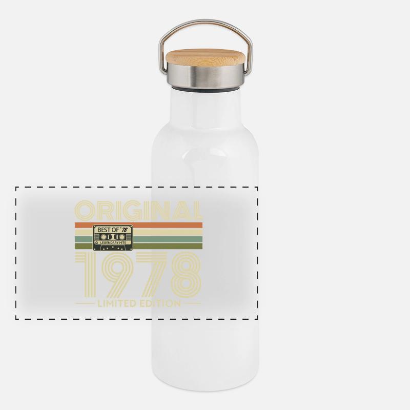 Original 1978 Limited Edition Retro Panorama Thermosflasche mit Bambusdeckel