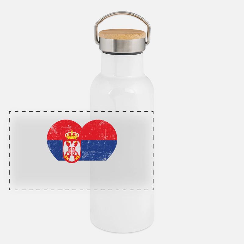 Serbien Herz Panorama Thermosflasche mit Bambusdeckel