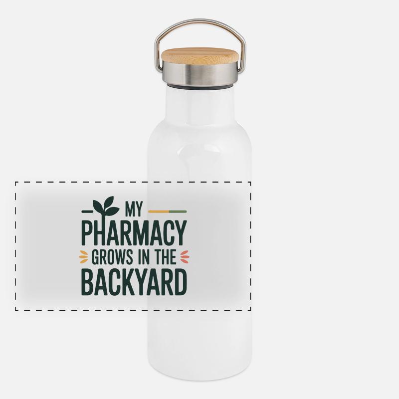 Heilpraktiker: Mein Apotheken-Grows-Hinterhof-Profi - Panorama Thermosflasche mit Bambusdeckel - Weiß