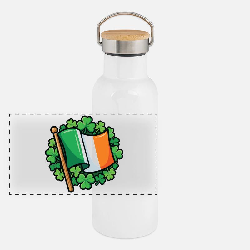 Irish Flag Clover Pride Panoramic Thermal Bottle with Bamboo Lid