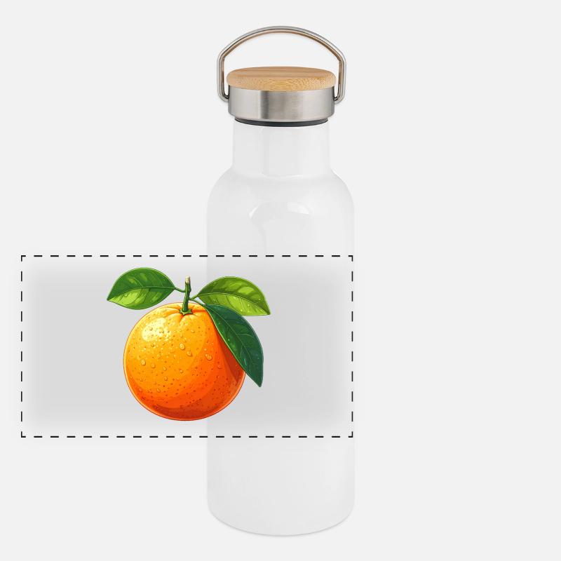 Orange (Frucht) Panorama Thermosflasche mit Bambusdeckel
