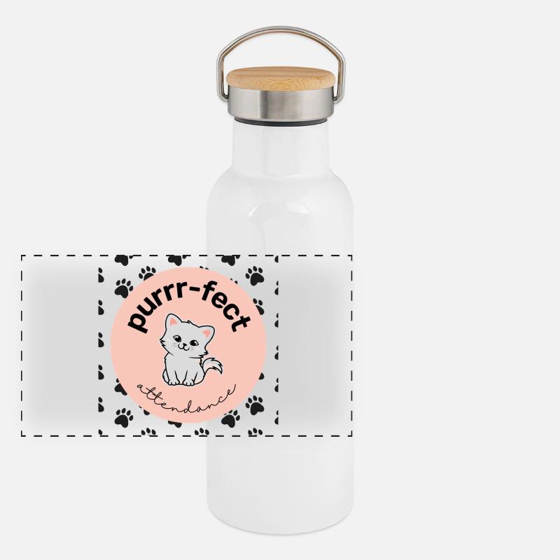 Weiches Schnurr-Design Panorama Thermosflasche mit Bambusdeckel