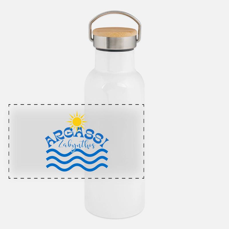 Argassi Zakynthos Sun Waves Panoramic Thermal Bottle with Bamboo Lid