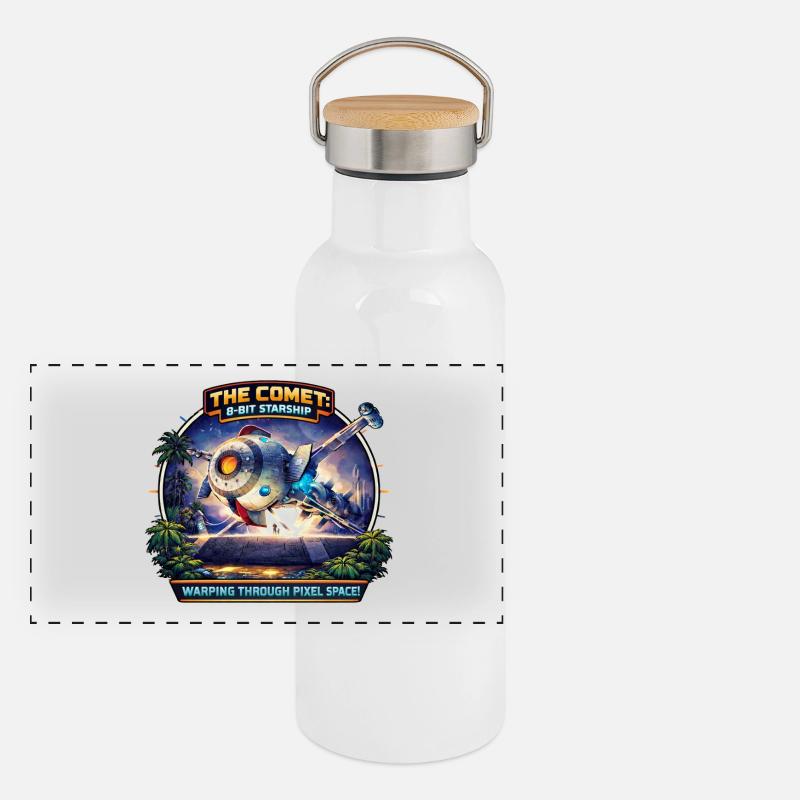La Comète – Vaisseau 8-Bit Gourde isotherme avec bouchon en bambou
