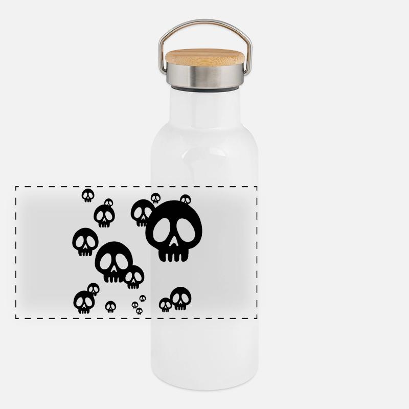 Black Skull Invasion Panoramic Thermal Bottle with Bamboo Lid