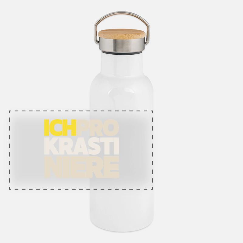 Prokrastinieren Block Typo Collage Panorama Thermosflasche mit Bambusdeckel