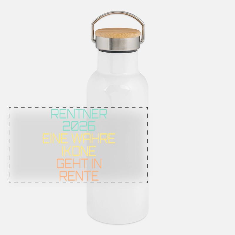 Rentner 2026 Ikone Rente Panorama Thermosflasche mit Bambusdeckel