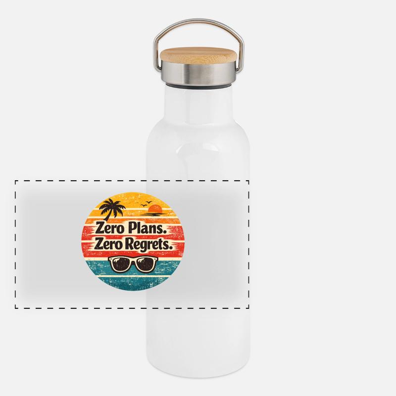 Beach Vibes – Zero Plans Zero Regrets Panoramic Thermal Bottle with Bamboo Lid