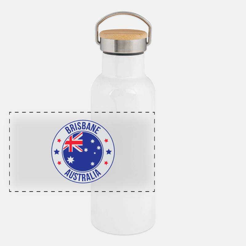 Écusson de l’emblème de Brisbane Australie Gourde isotherme avec bouchon en bambou
