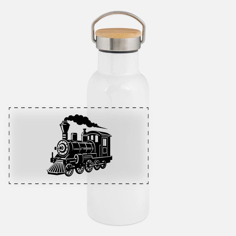 Locomotives Panoramic Thermal Bottle with Bamboo Lid