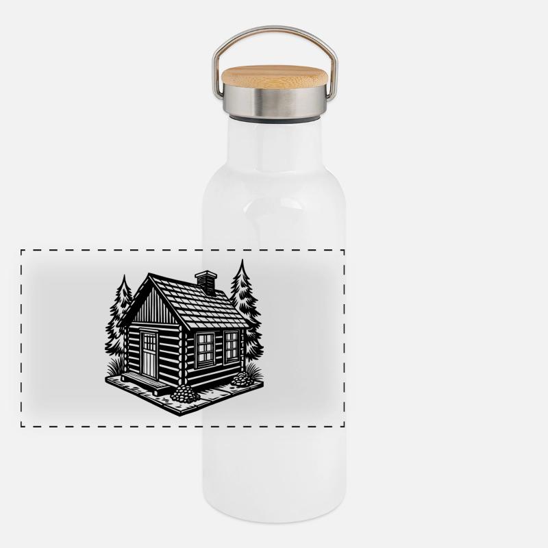 Log cabin Panoramic Thermal Bottle with Bamboo Lid