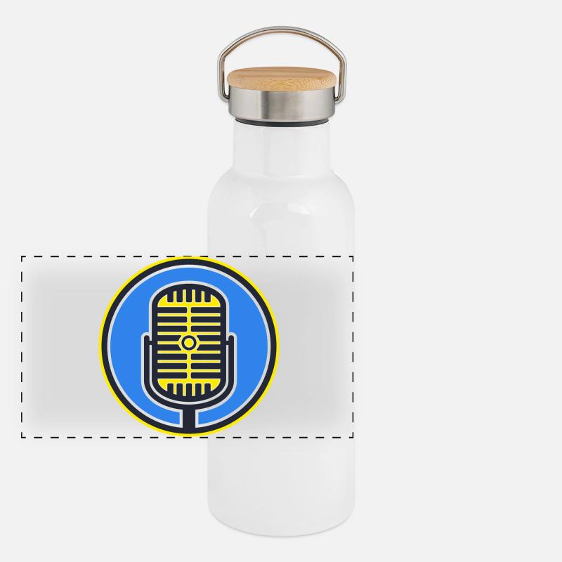 Insigne Rétro Microphone Gourde isotherme avec bouchon en bambou