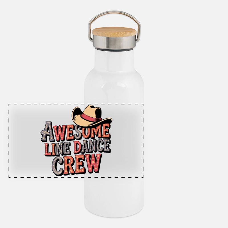 Awesome Line Dance Crew Panorama Thermosflasche mit Bambusdeckel