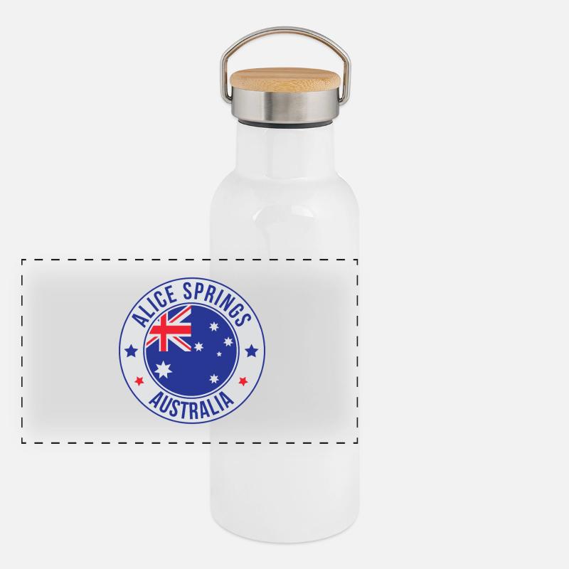Alice Springs Australia Patch Emblem Panoramic Thermal Bottle with Bamboo Lid