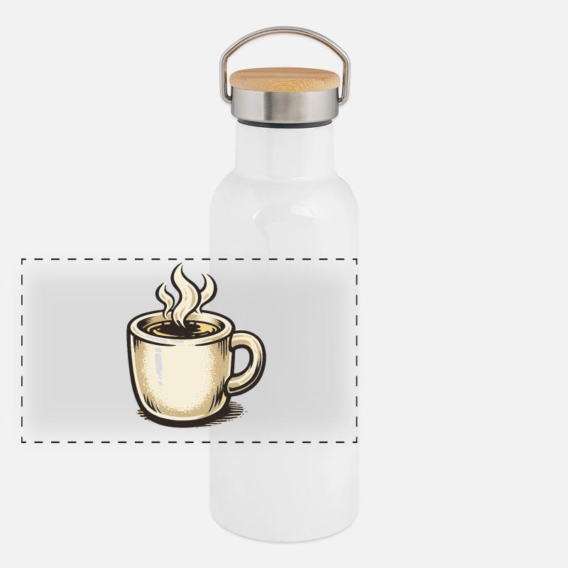 Kaffee-Whimsy Becher Sketch Panorama Thermosflasche mit Bambusdeckel