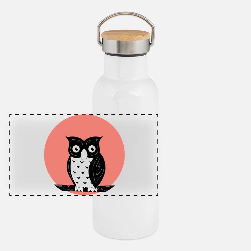 Nachteule Panorama Thermosflasche mit Bambusdeckel