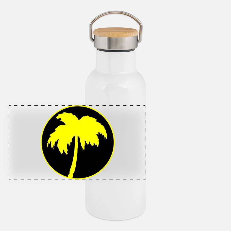 Palmen Panorama Thermosflasche mit Bambusdeckel