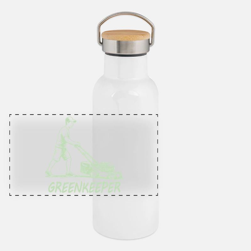 GREENKEEPER Leidenschaft Rasenpflege Garten Panorama Thermosflasche mit Bambusdeckel