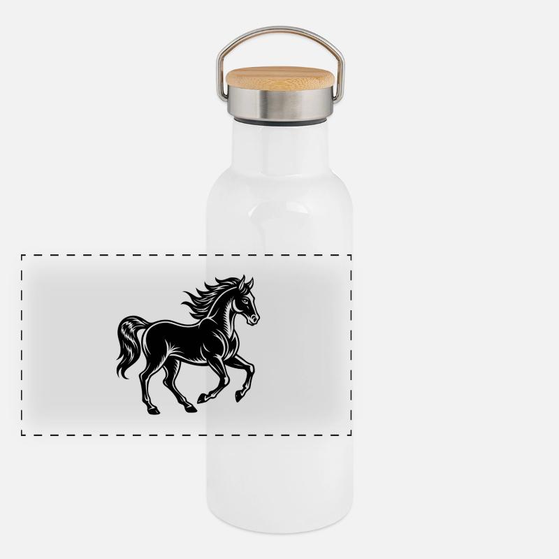 Galloping Horse Panoramic Thermal Bottle with Bamboo Lid