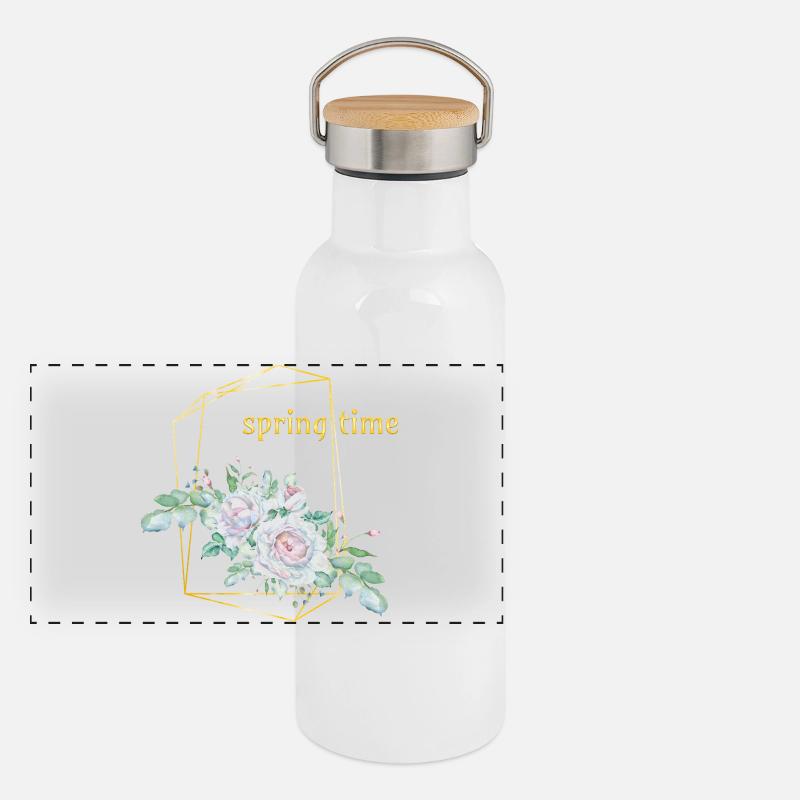 Printemps - Gourde isotherme avec bouchon en bambou - blanc