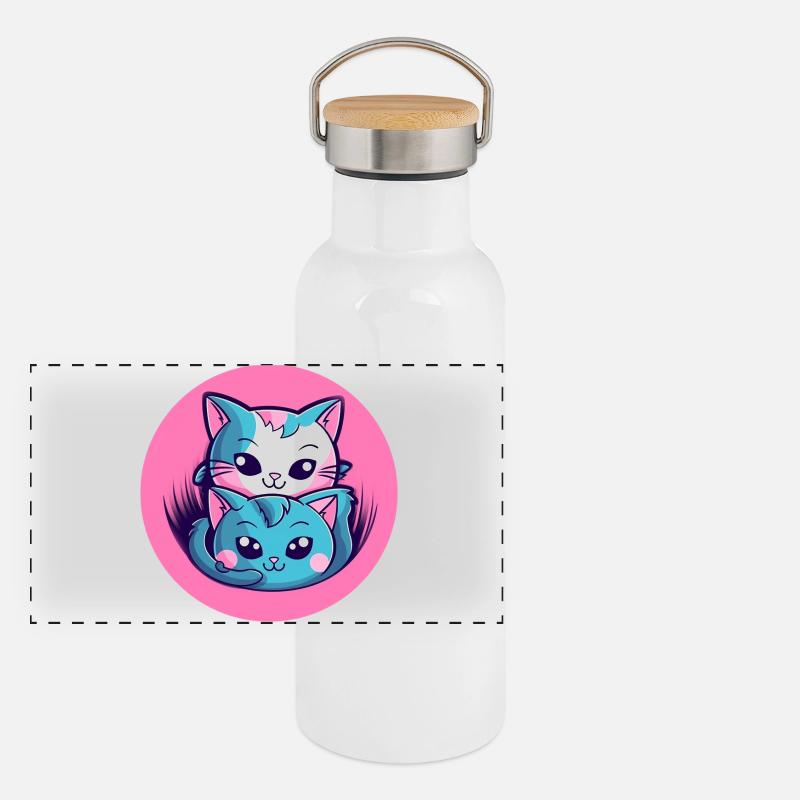 Kitten Hug Duo Panoramic Thermal Bottle with Bamboo Lid