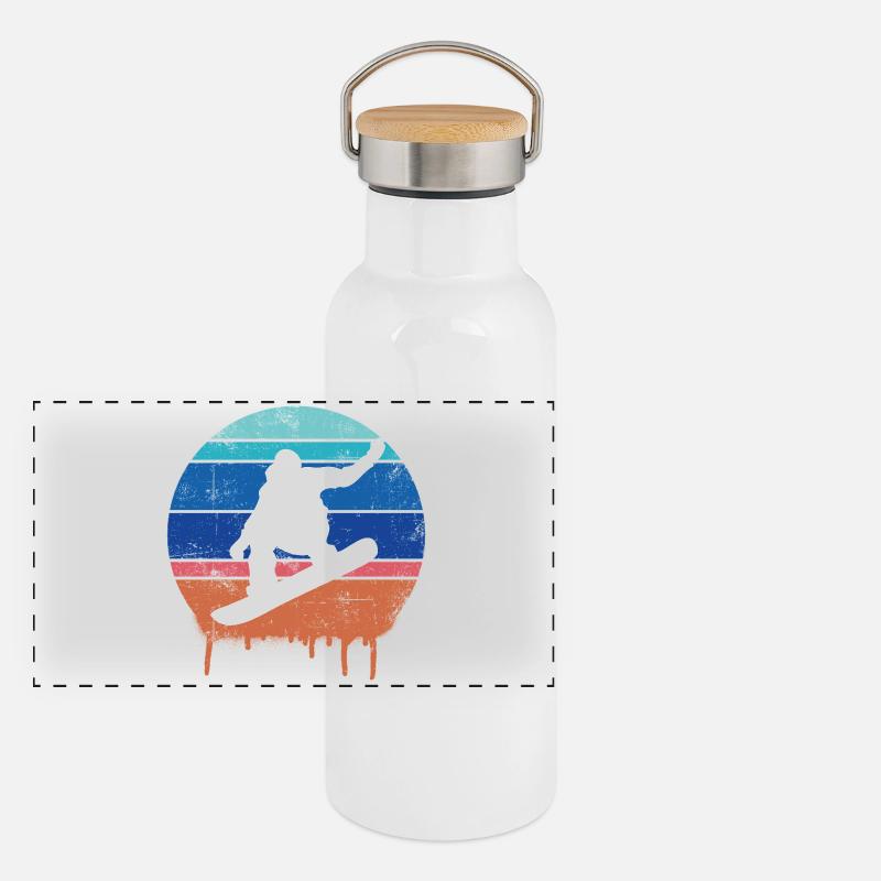 Snowboard Retro Panoramic Thermal Bottle with Bamboo Lid
