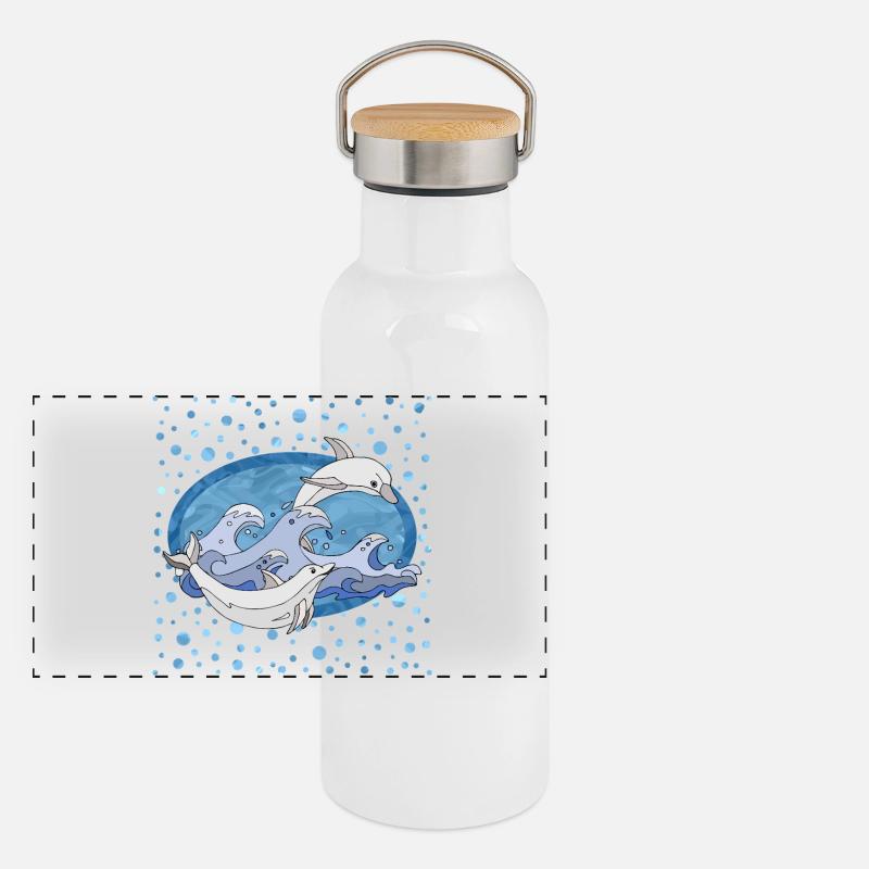 Dauphins Gourde isotherme avec bouchon en bambou