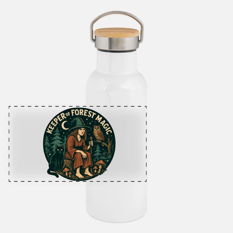 Gardien du sort de la forêt Gourde isotherme avec bouchon en bambou