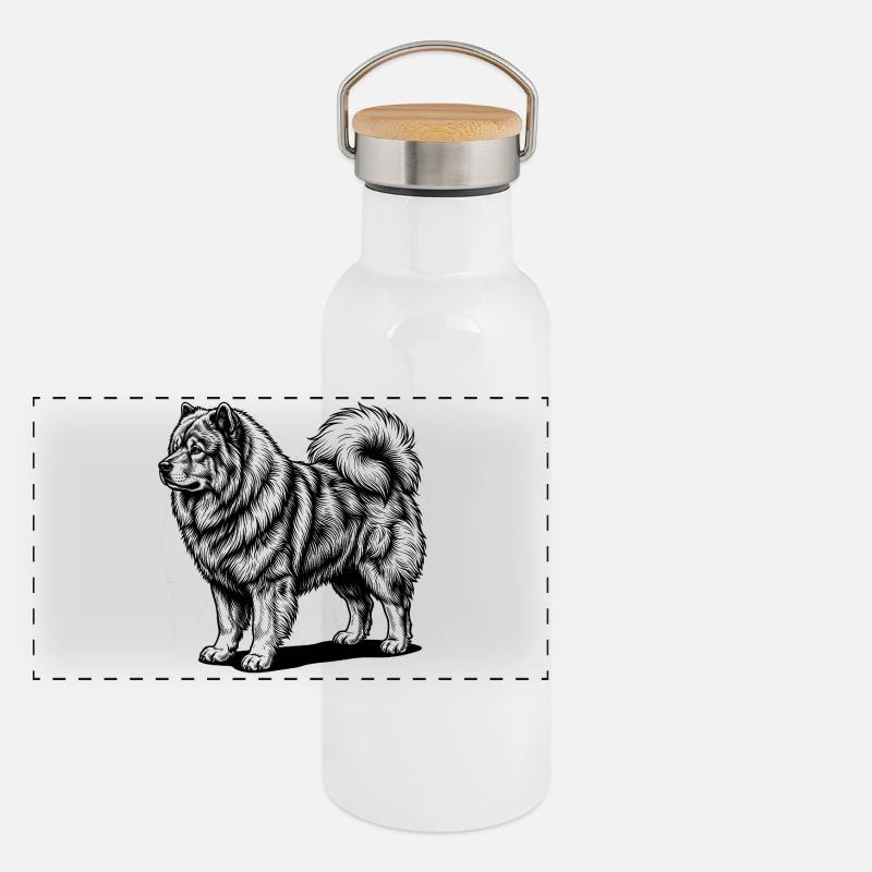 Eurasier | Old Dude Panorama Thermosflasche mit Bambusdeckel