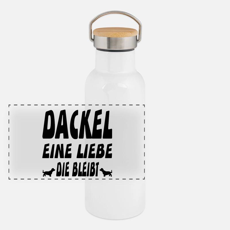 Dackel Panorama Thermosflasche mit Bambusdeckel